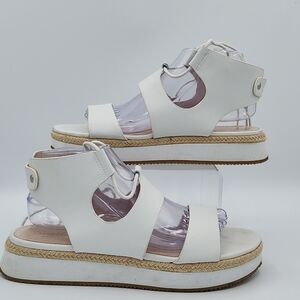 Shellys London White Strappy Leather Espidrille Sandals Womens Size 10 EU 41